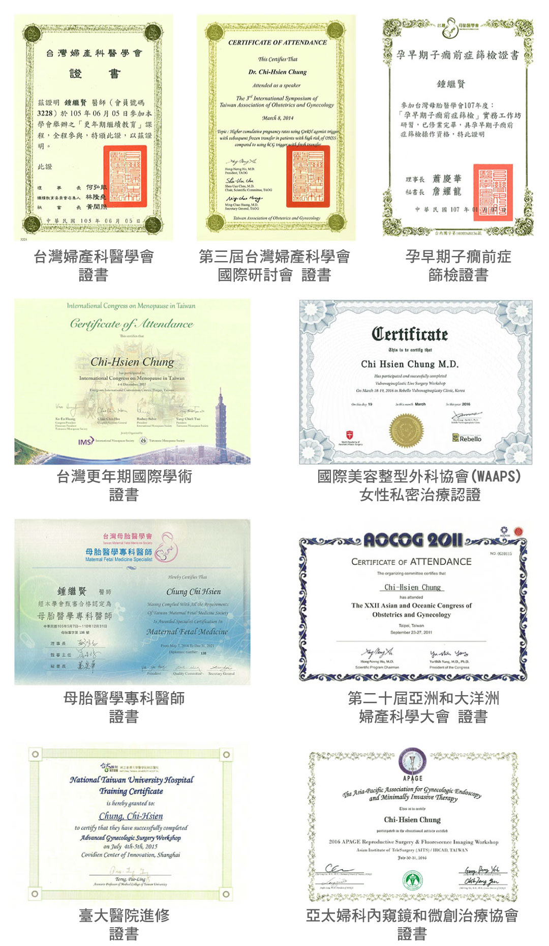 鍾繼賢醫師證書